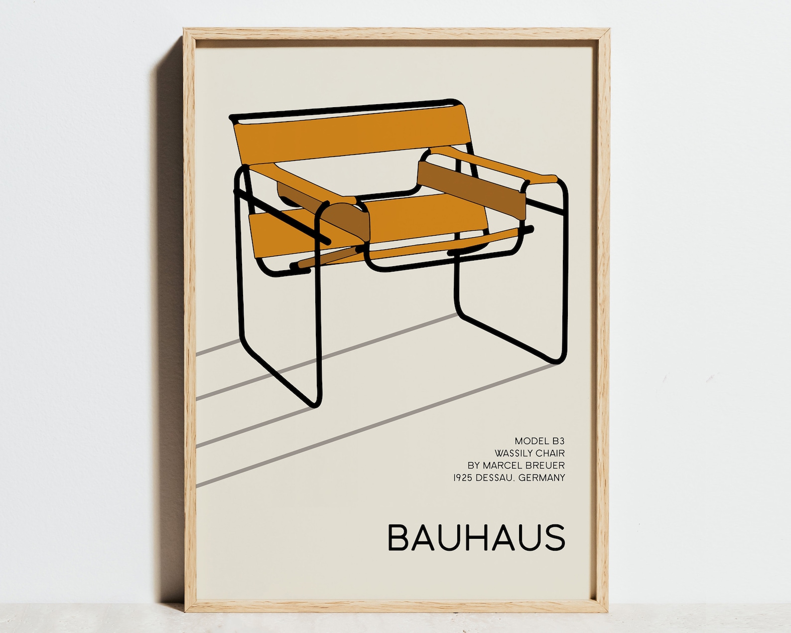 Wassily Chair Exhibition Poster, Bauhaus Print, Orange Beige Graphic ...