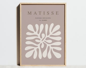 Henri Matisse Exhibition Poster, Matisse Print Paper Cutouts Leaf, Pink Rosa Neutral Wall Art, Minimal Modern Abstract Decor, Wedding Gift