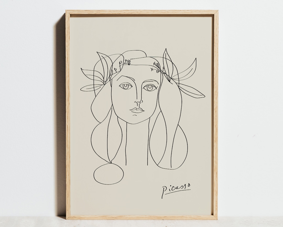 Pablo Picasso Print Girl Face Line Drawing Lithograph Picasso Etsy 日本