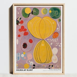 Hilma af Klint Poster, Ten Largest No.7 Erwachsenenalter Druck, Rosa Wandkunst, Abstraktes geometrisches Bauhaus Dekor, Mid Century modern, Geburtstagsgeschenk