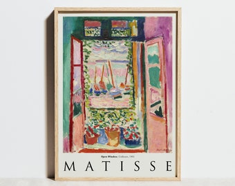 Henri Matisse Print, Open Window Exhibition Poster, Museum Wall Art, Abstract Pink Modern Decor, Vintage Matisse Garden, Wedding Gift Idea