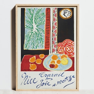 Henri Matisse Print, Schönes Travail et Joie (Arbeit und Freude), Stillleben mit Granatäpfeln Ausstellungsplakat, Abstrakte Moderne Kunst, Geschenkidee