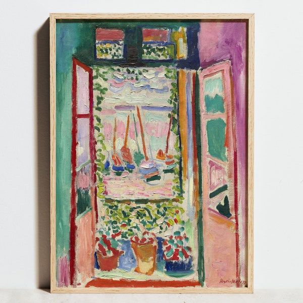 Henri Matisse Open Window Poster, Vintage Wall Art, Abstract Pink Modern Decor, La Fenêtre ouverte à collioure, Matisse Garden, Wedding Gift