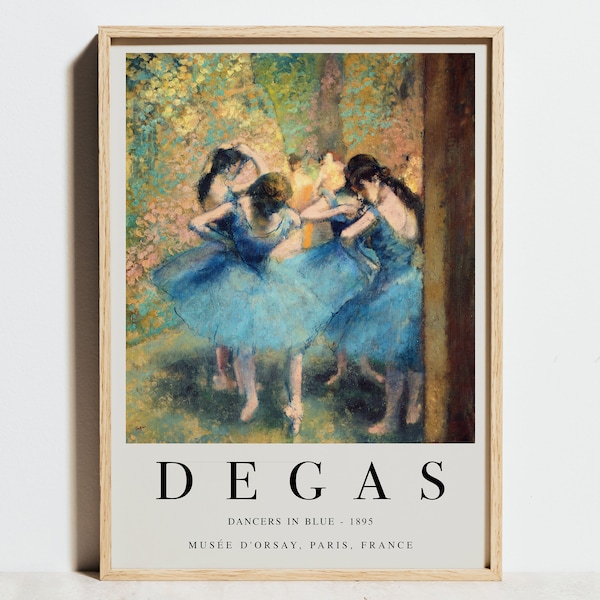 Dansers In Blue Edgar Degas Print, Museum Exhibition Poster, Classic Painting Wall Art, Vintage Ballerina Impressionisme Art Decor, Cadeau Idee