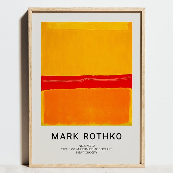 Mark Rothko Print, Red Orange Yellow Abstract Geometric Wall Art, Minimalist Exhibition Poster, Modern Bauhaus Scandinavian Decor, Gift Idea
