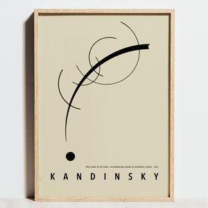 Wassily Kandinsky Druck, Geometrisches Ausstellungsplakat, Schwarz-Weiße Bauhaus-Wandkunst, Minimalistisches Abstraktes Dekor
