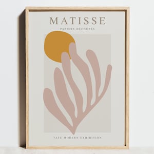 Poster Matisse, décoration rose, papier découpé, art mural moderne géométrique orange du milieu du siècle, abstrait pastel neutre, cadeau pour elle