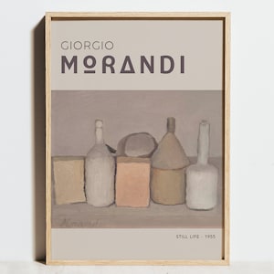 Impresión de Giorgio Morandi, póster de exposición, bodegón beige coral neutro, arte mural, decoración escandinava abstracta minimalista, color natural pastel