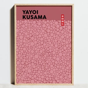Yayoi Kusama Poster, Rosa Koralle Neutrale Wandkunst, Kusama Punkte Druck, japanische zeitgenössische Kunst, modernes abstraktes Boho-Dekor, Geschenk für sie