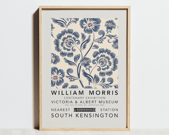 William Morris Print Vintage Blue Floral Wall Art Exhibition - Etsy