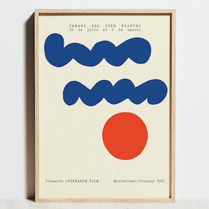 Bauhaus-Druck, Blau-Rote Wandkunst, Grafikdesign-Ausstellungsplakat, Mitte des Jahrhunderts modernes minimalistisches abstraktes geometrisches Dekor, Geschenkidee Mann
