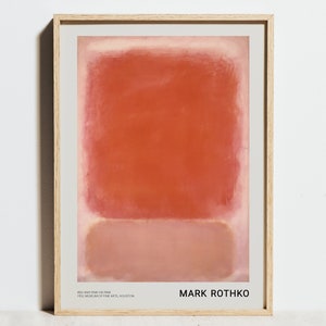 Lámina de Mark Rothko, arte mural geométrico abstracto en coral rojo y rosa, póster de exposición minimalista, decoración escandinava Bauhaus moderna, idea de regalo