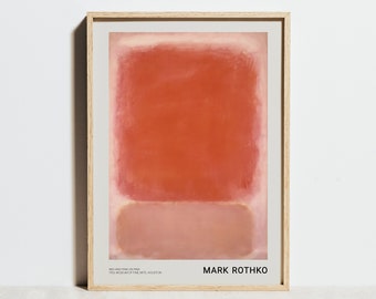 Mark Rothko Print, Red and Pink Coral Abstract Geometric Wall Art, Minimalist Exhibition Poster, Modern Bauhaus Scandinavian Decor,Gift Idea