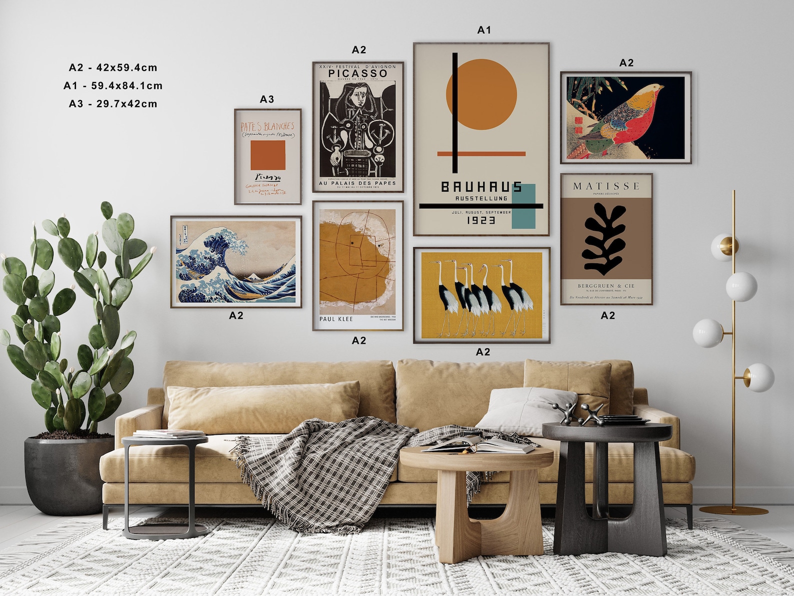 Set of 8 Print, Gallery Wall, Famous Art Poster, Mid Century Modern ...