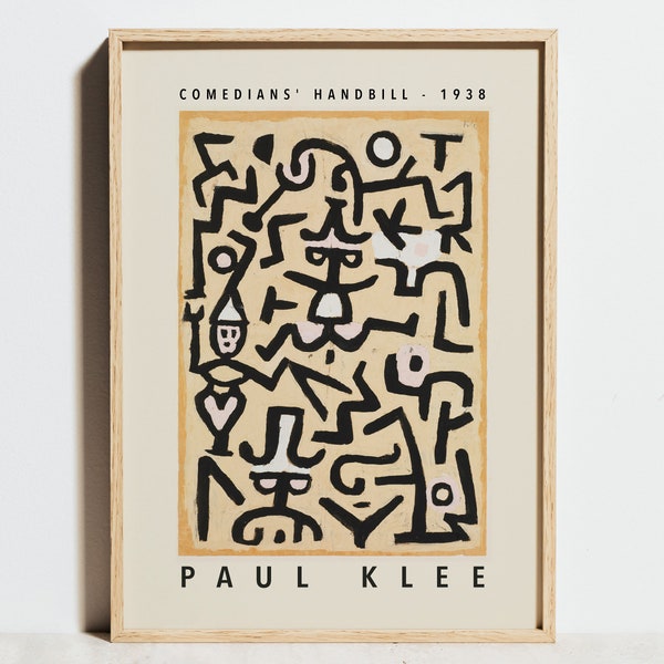 Komiker Flugblatt von Paul Klee Druck, Museumsausstellung Poster, Beige Schwarz, Minimalst Modern Decor, Bauhaus Abstrakte Wandkunst, Geschenkidee