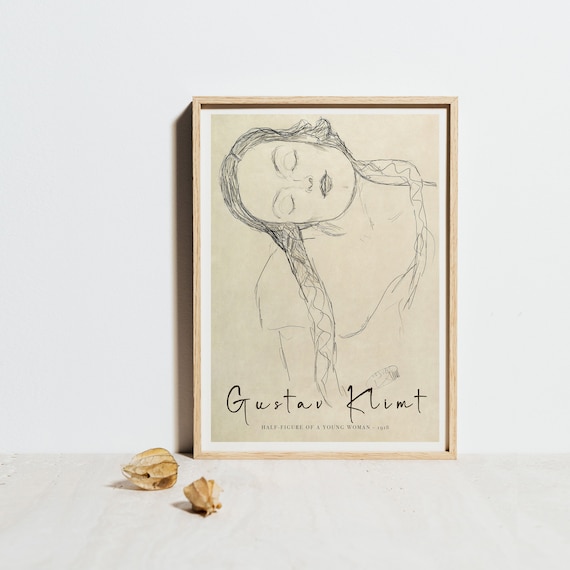 Gustav Klimt Print, Half-figure of a Young Woman Poster