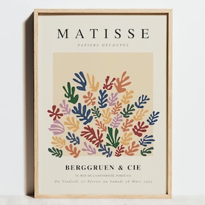 Henri Matisse Druck, Blumenausschnitt Ausstellungsplakat, La Gerbe moderne Kunst, minimalistische neutrale Wandkunst, abstraktes skandinavisches Dekor, Geschenkidee
