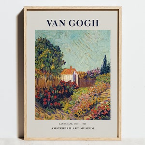 Stampa di Van Gogh, manifesto della mostra "Paesaggio del 1925", stampa floreale verde vintage da parete, decorazione classica con pittura naturalistica impressionista, regalo di Natale