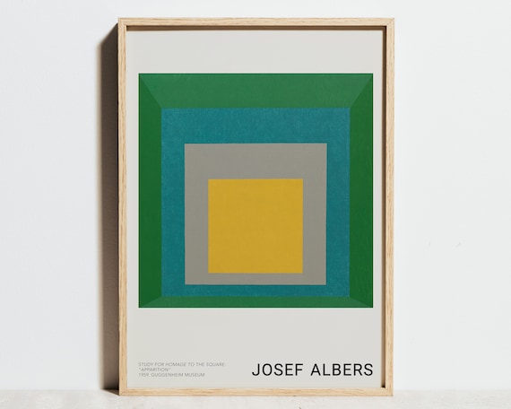 Josef Albers Print, Yellow Green Wall Art, Exhibition Poster