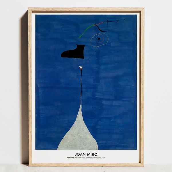 Joan Miro Print, Peinture Ausstellungsplakat, Blaue Wandkunst, Modernes minimalistisches abstraktes skandinavisches Dekor, Geburtstagsgeschenkidee, 40x50, 18x24
