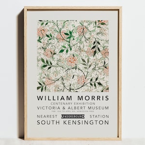 William Morris Print, Vintage Floral Wall Art, Pink Green Flower Decor, Art Nouveau Exhibition Poster, Botanical Garden Nature, Wedding Gift