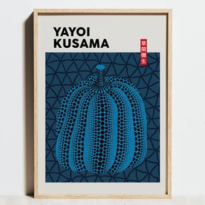Yayoi Kusama Kürbis Druck, Blaues Dekor, Kusama Punkte, Japanische Kunst, Ausstellungsplakat für Moderne Kunst, Geschenkidee