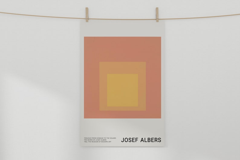 Josef Albers Print, Koralle Rosa Abstrakte Geometrische Wandkunst, Minimalistisches Ausstellungsplakat, Modernes Bauhaus Skandinavisches Dekor, Geburtstagsgeschenk Bild 6