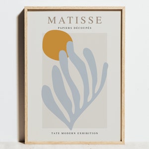Manifesto della mostra di Matisse, stampa di ritaglio di carta, decorazione murale moderna geometrica arancione, arte astratta minimalista, regalo di compleanno di colore neutro pastello