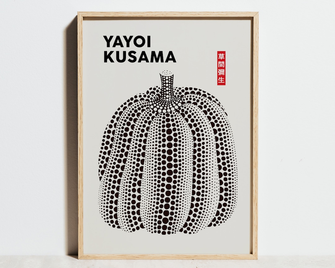 その他 Yayoi Kusama Pumpkin White & black 14cm Yayoi Kusama Pumpkin Print, Black White Decor, Kusama Dots