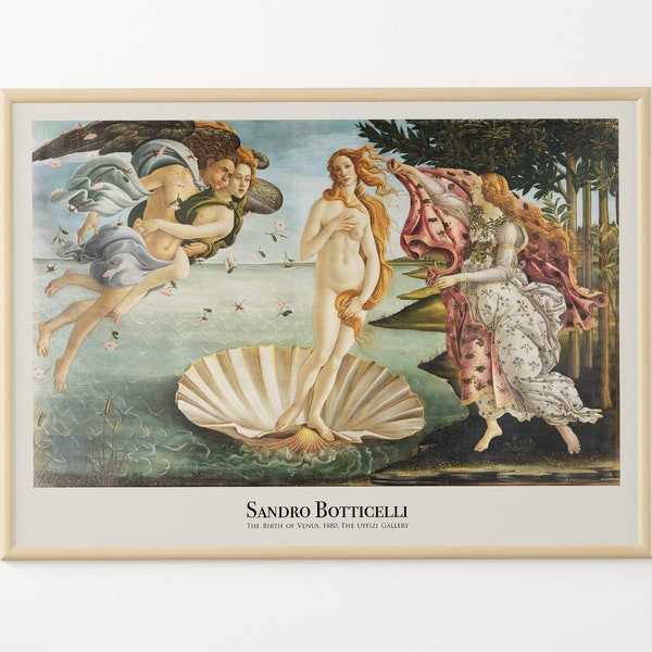 Sandro Botticelli Druck, Die Geburt der Venus, Vintage Poster, Klassisch Berühmt Mythologische Gemälde, Grüne Wand Kunst Dekor, Geschenk Idee Hochzeit