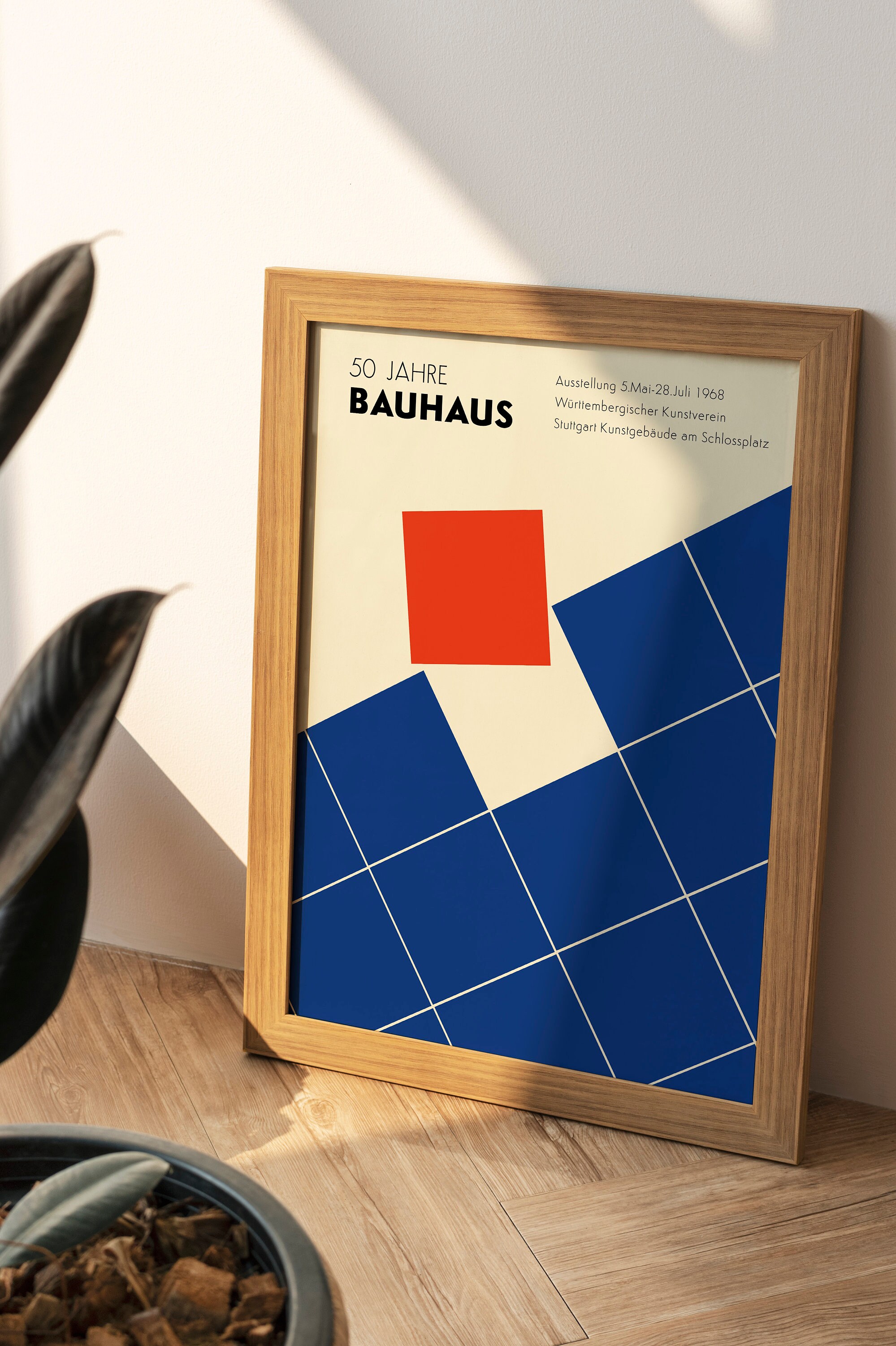 Bauhaus Print, Blue Red Wall Art, Graphic Design Exhibition