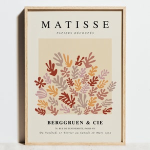 Henri Matisse Druck, Ausstellungsplakat mit Blumenausschnitt, La Gerbe modernes Dekor, minimalistische neutrale Wandkunst, abstrakte Koralle Beige, Geburtstagsgeschenk