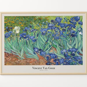 Stampa di Van Gogh, poster di Iris, decorazione da parete vintage con fiori blu, decorazione di dipinti classici famosi, campo floreale, arte moderna da museo, idea regalo