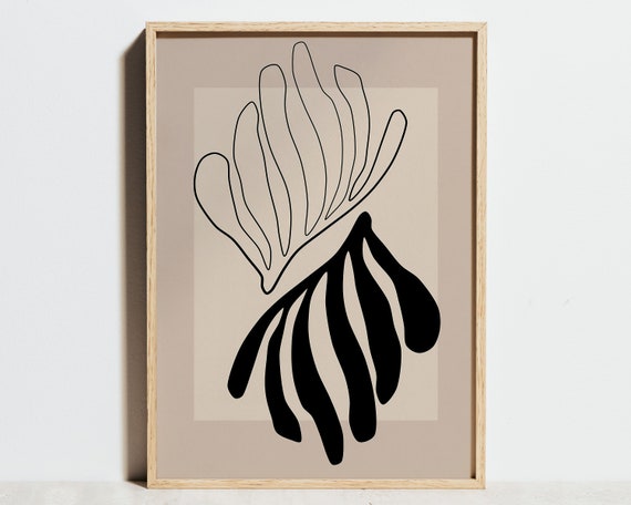 Henri Matisse Poster,leaf Paper Cutouts, Black White Beige Print