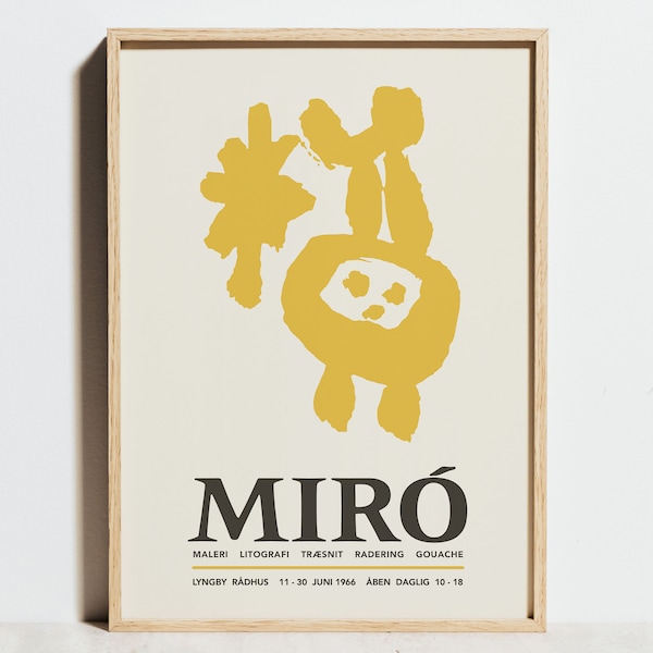 Joan Miro Print, Ausstellungsplakat Maleri Litografi, Gelbe Wandkunst, Moderne Minimalistische Skandinavische Abstrakte Bürodekoration, Kunst Geschenkidee