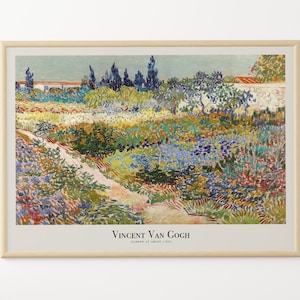 Van Gogh-print, poster tuin bij Arles, vintage groene bloemen muurkunst, klassiek beroemd natuurschilderij decor, bloemenveld, verjaardagscadeau idee