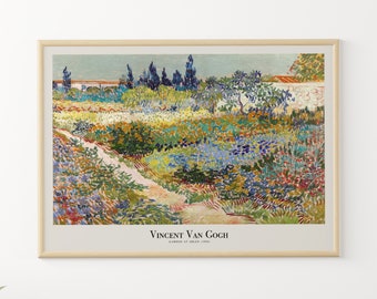 Van Gogh Print, Garden at Arles Poster, Vintage Green Floral Wall Art, Classic Famous Nature Painting Decor, Flower Field, Christmas Gift