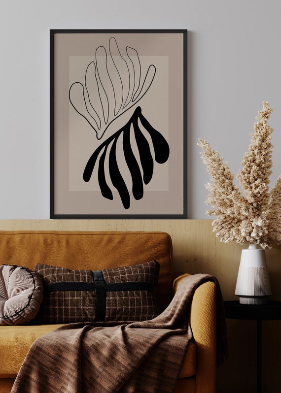 Henri Matisse Poster,leaf Paper Cutouts, Black White Beige Print