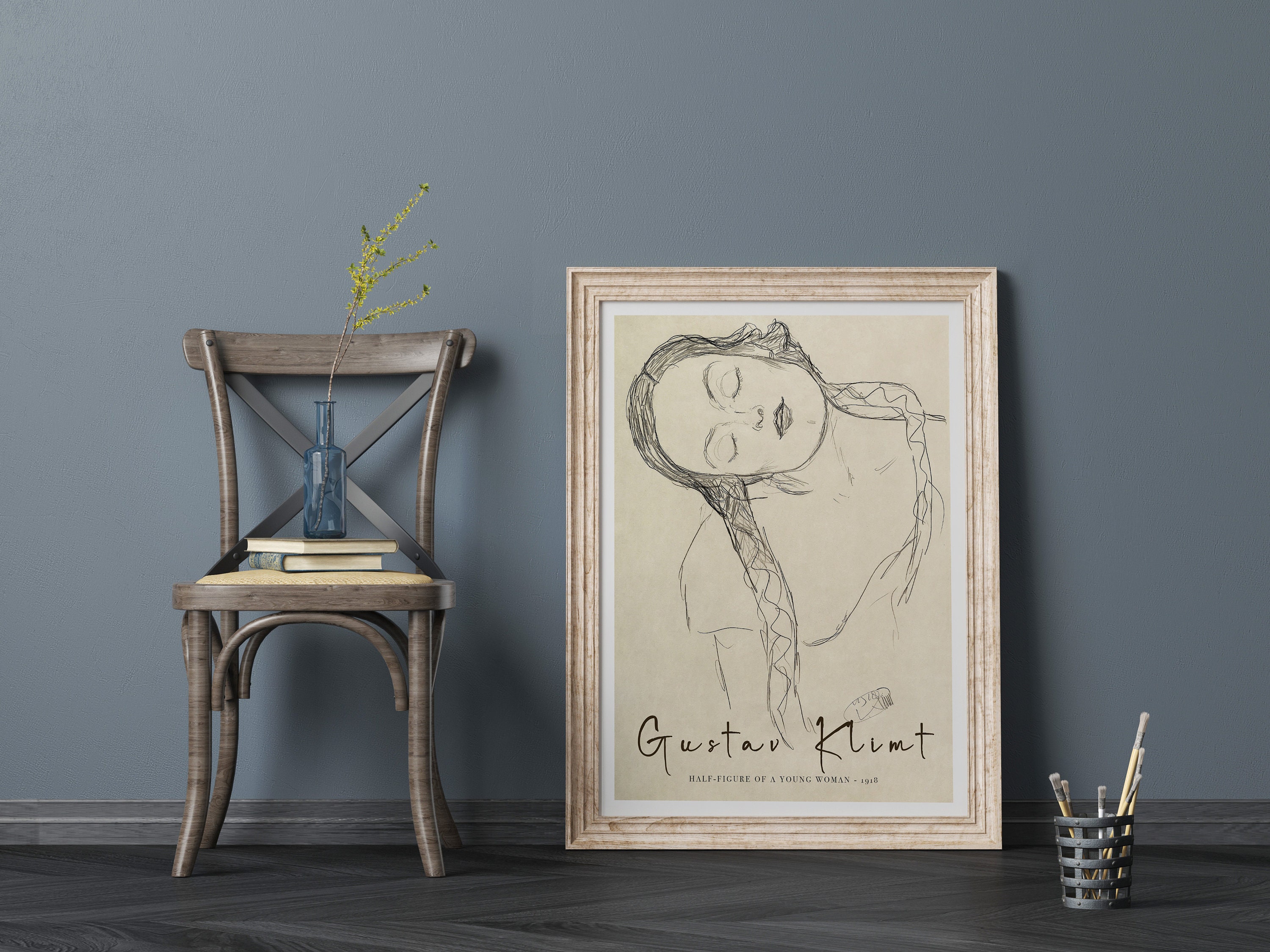 Gustav Klimt Print, Half-figure of a Young Woman Poster Gustav Klimt Print, Half-figure of a Young Woman Poster