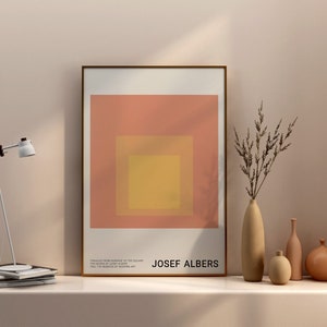 Josef Albers Print, Koralle Rosa Abstrakte Geometrische Wandkunst, Minimalistisches Ausstellungsplakat, Modernes Bauhaus Skandinavisches Dekor, Geburtstagsgeschenk Bild 5