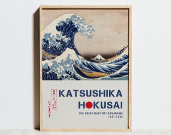 Japanese Art Print, The Great Wave off Kanagawa by Hokusai, Museum Exhibition Poster, Japanese Woodblock Decor,Modern Wall Art,Ukiyo-e Print