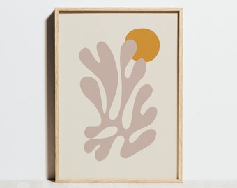 Henri Matisse Print Paper Cutout Poster, Orange Coral Pink Mid Century Modern Decor,Abstract Geometric Minimalist Neutral Wall Art,Gift Idea