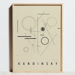 Wassily Kandinsky Print, Line Circle Geometric Sketch Exhibition Poster, Black White Bauhaus Modern Wall Art, Minimalist Abstract Art Decor