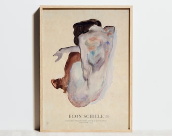 Affiche d'Egon Schiele, reproduction d'art expressionniste, tableau célèbre vintage, décoration murale minimaliste et moderne, dessin au trait, cadeau pour elle