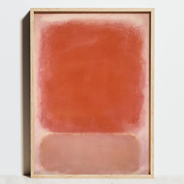 Affiche de Mark Rothko, imprimé rouge et rose, Art mural géométrique minimaliste abstrait corail, décor de vie Boho Bauhaus moderne du milieu du siècle, idée cadeau