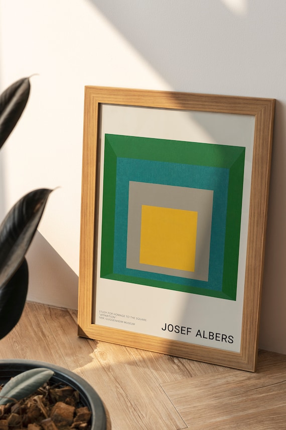 Josef Albers Print, Yellow Green Wall Art, Exhibition Poster