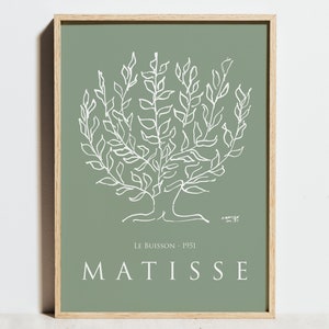 Henri Matisse Tree Line Drawing Print, Exhibition Poster, Mint Sage Green Modern Wall Decor, Minimalist Abstract Wall Art, Wedding Gift Idea