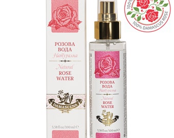 Acqua di rose bulgara naturale, detergente idratante per il viso, tonico, dai fiori di rosa damascena, flacone spray da 3,38 fl oz