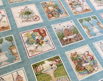 Antique Garden Etiketten, Makower 1737, Gartenarbeit, Quilten, Patchwork, Baumwolle