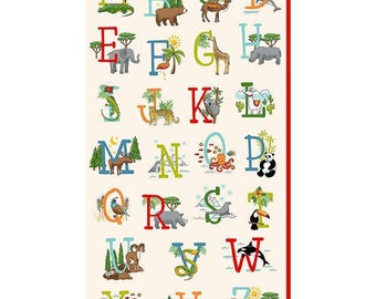 ABC Alphabet Tiere Stoffpanel, Makower Baumwolle, Quilten Projekt
